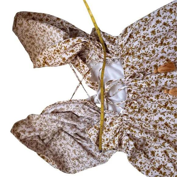 For Good Floral Flutter Sleeve Mini Dress With V-Neckline & Lace-Up Back - Picture 10 of 16